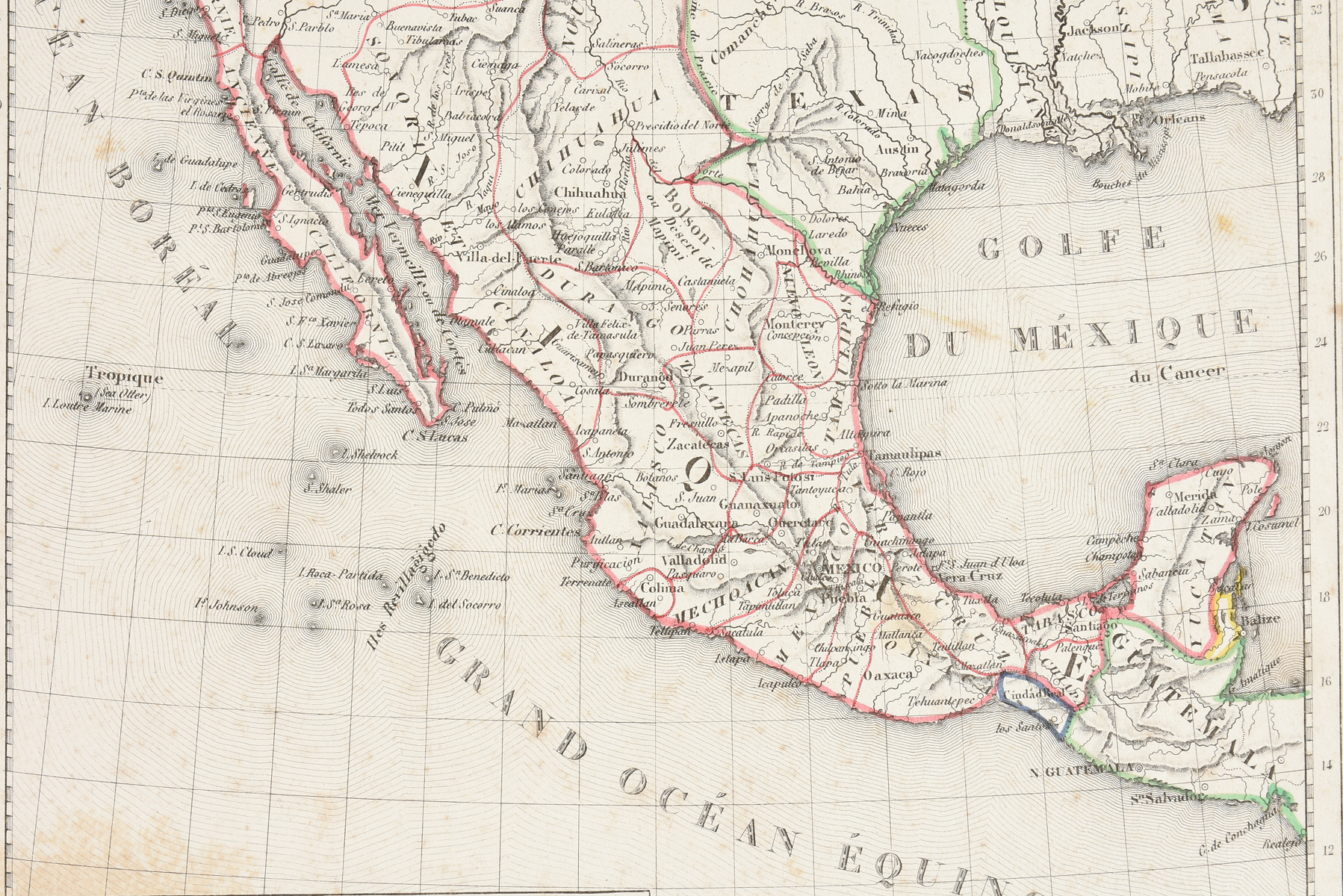 A REPUBLIC OF TEXAS MAP, "MÃ©xique," THUNOT DUVOTENAY, PARIS, CIRCA 1843, hand-colored lithograph on - Image 5 of 6