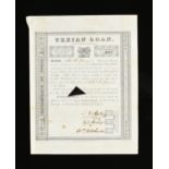 A TEXAS REVOLUTION DOCUMENT, TEXIAN LOAN, SIGNED, STEPHEN F. AUSTIN, B.T. ARCHER AND WILLIAM H.