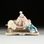 AN ITALIAN PORCELAIN LACE FIGURAL GROUP, "L'Eroica," LUIGI FABRIS, EARLY 20TH CENTURY, parcel gilt