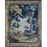 A BRUSSELS BAROQUE GAME PARK VERDURE TAPESTRY, 17TH CENTURY, woven in silk and wool, centering two