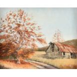 FOREST CLOUGH (American 1910-1985) A PAINTING, "Fall Days," oil on canvas, signed L/R, "F.H.
