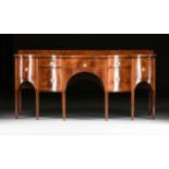 A GEORGE III FLAME MAHOGANY SIDEBOARD, POSSIBLY SCOTTISH, LATE 18TH CENTURY, the undulating