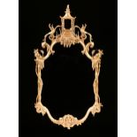 A GEORGE III STYLE GILTWOOD CHINOISERIE MIRROR, BY D. MILCH AND SON, LATE 20TH CENTURY, with a