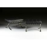 A PAIR OF "BARCELONA" STOOLS, DESIGN BY LUDWIG MIES VAN DER ROHE AND LILLY REICH, KNOLL FURNITURE,