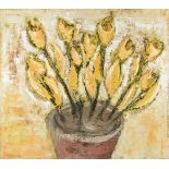 ROBERT BOURASSEAU (French b. 1956) A PAINTING, "Fleur Jaunes," 2000, oil on canvas, signed, titled