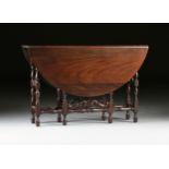 A CHARLES II STYLE MAHOGANY DROP-LEAF GATE LEG DINING TABLE, AMERICAN, EARLY/MID 20TH CENTURY, the