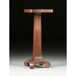 AN AMERICAN LATE CLASSICAL PERIOD MAHOGANY PEDESTAL STAND, CIRCA 1835, the rectangular top with