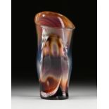 DINO ROSIN (Italian b. 1946) A MURANO ART GLASS VASE, "Calcedonia," SIGNED, with chalcedony/agate