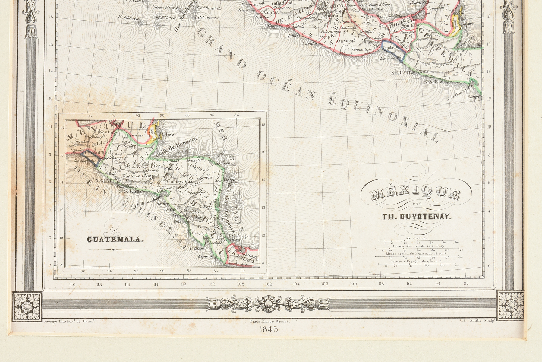 A REPUBLIC OF TEXAS MAP, "MÃ©xique," THUNOT DUVOTENAY, PARIS, CIRCA 1843, hand-colored lithograph on - Image 4 of 6