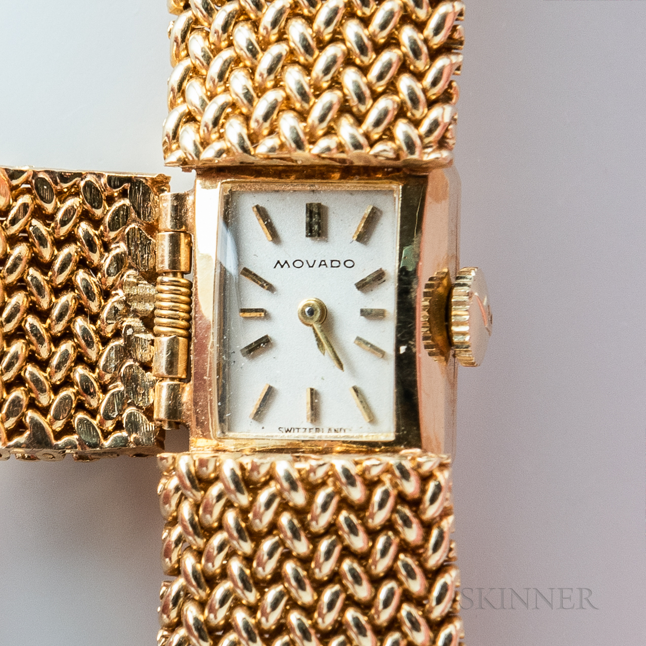 Movado 14kt Gold Braided Wristwatch - Image 2 of 2