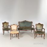 Louis XV-style Carved Walnut Four-piece Suite