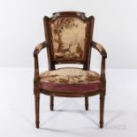 Louis XVI-style Tapestry Upholstered Fauteuil