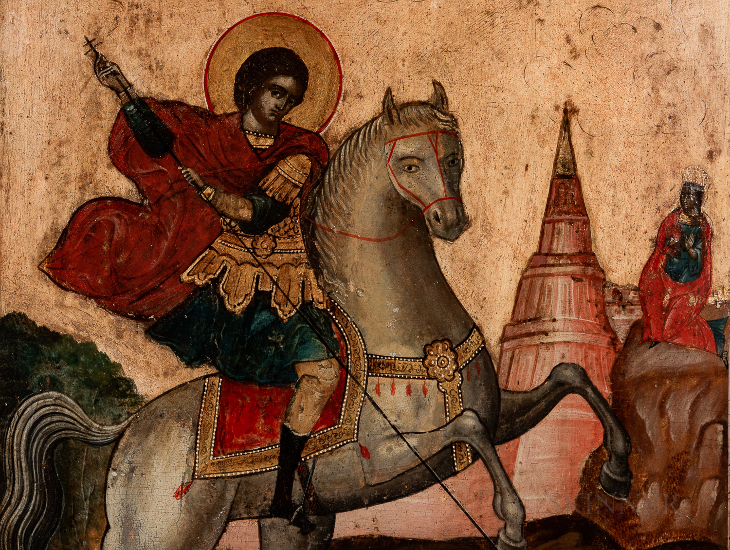 Russian Icon of Saint George and the Dragon - Image 4 of 4