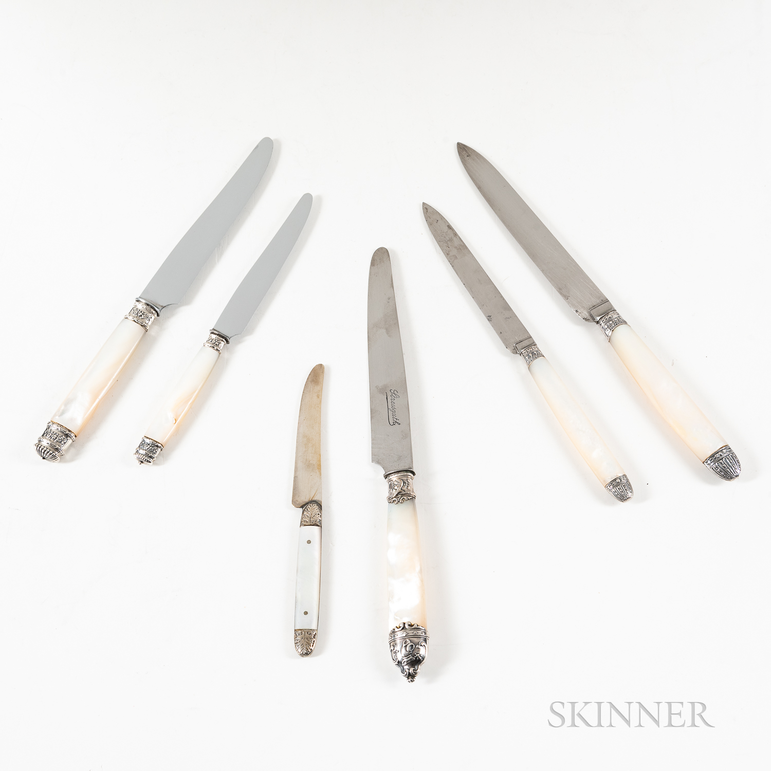 Four Cased Sets of French Mother-of-pearl Knives