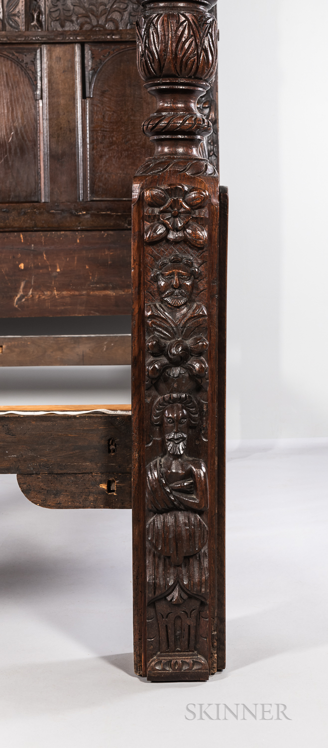 Jacobean-style Carved Oak Tester Bed - Image 3 of 8