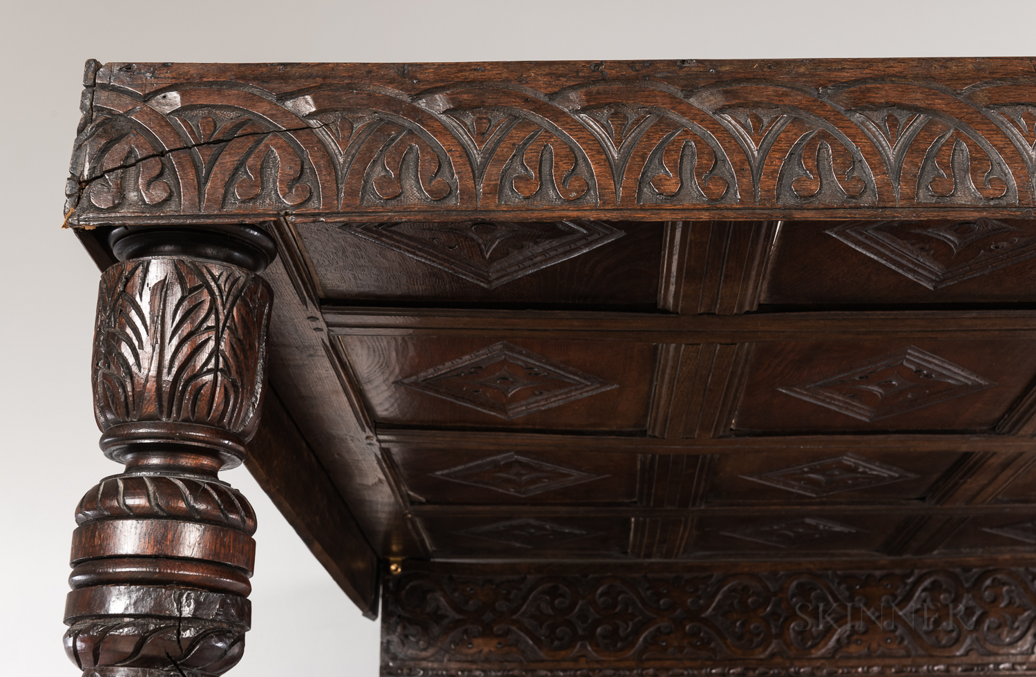 Jacobean-style Carved Oak Tester Bed - Image 6 of 8