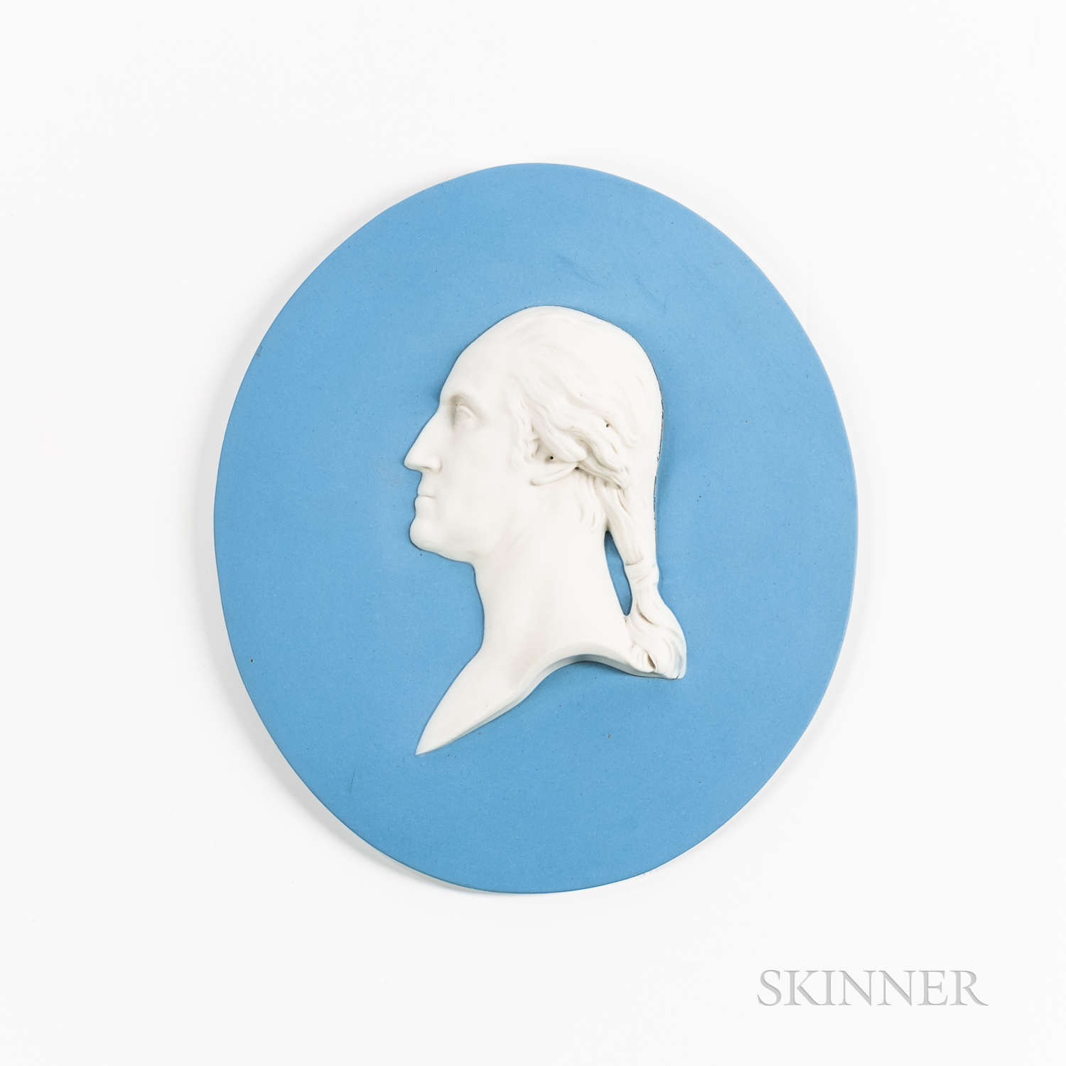 Wedgwood Solid Blue Jasper Portrait Plaque of Washington