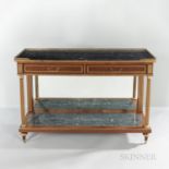 Marble-top, Brass Inlay, and Gilt Hardwood Server