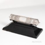 Anglo-Indian Silver Scroll Case and Stand