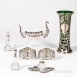 Seven Assorted Silver and Glass Pieces