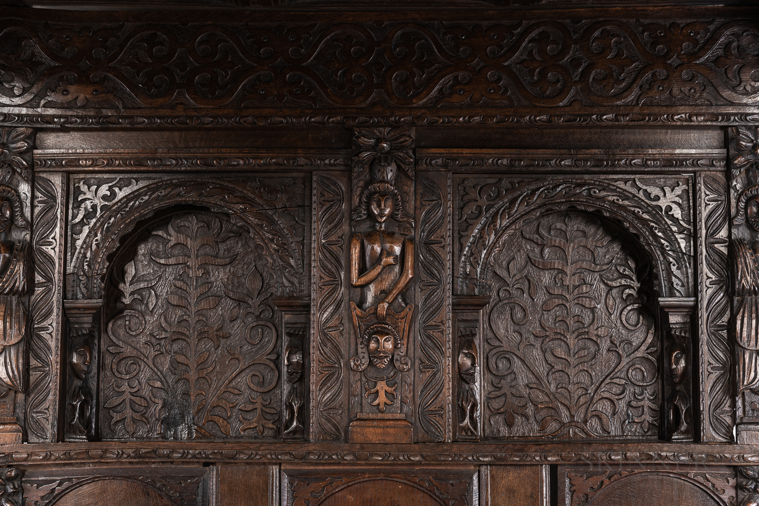 Jacobean-style Carved Oak Tester Bed - Image 4 of 8