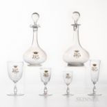 Set of Glass Stemware with Gilt Monogram