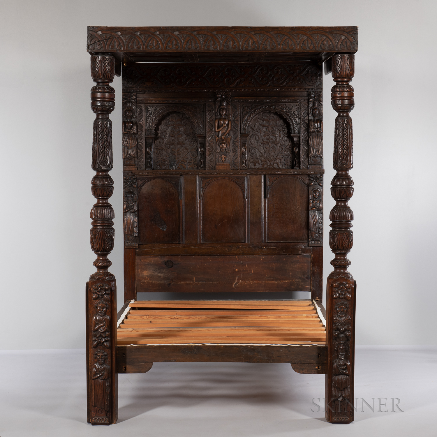 Jacobean-style Carved Oak Tester Bed - Image 8 of 8