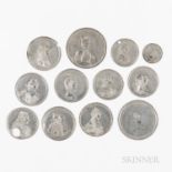 Twelve Russian Zinc Portrait Table Medals