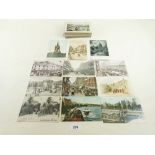 Postcards; London topography including animated street scenes and shop fronts including Harrods,