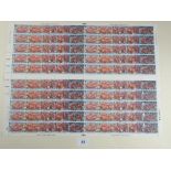 GB QEII Armada commem, complete stamp sheet of 100x18p decimal in se-tenant strips of 5. FV £18. Two
