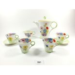 A Shelley Anemone coffee set comprising coffee pot, milk jug, 4 cups and 2 saucers