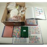 Boxed GB & ROW stamp collection in album, stock-books, packets etc. Incl FDCs, PHQ cards and some