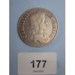 A Charles II Crown 1673 Edge: V.QVINTO, third bust. Condition: Fine
