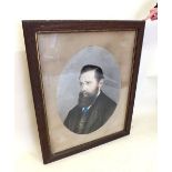 A Victorian large watercolour portrait of a gentleman, oval 76 x 57cm