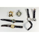 A group of various watches including Rotary watch and miniature clock