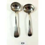 A silver sauce ladle, London 1823 by William Bateman and another 1841 by Samuel Hayne & Dudley