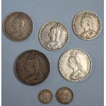 A quantity of Victoria jubilee bust coinage including: threepence 1890, sixpence 1891, halfcrowns