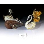 A selection of four glass animal paperweights to include a Murano elephant and others