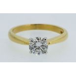 A fine 18ct gold diamond solitaire ring, 1.06cts, size O
