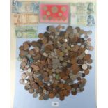 A tub of world coinage 19th, 20th & 21st century, countries include: Africa, Australia, Belgium,