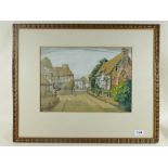 J Lewis Stant - watercolour old English village scene , mid 20th century, 25 x 35cm