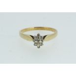 A 14ct gold and diamond cluster ring, size M - 2.2g