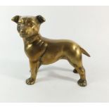 A heavy brass Staffordshire Bull terrier 15cm tall