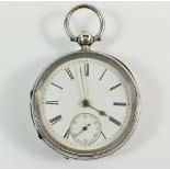 A silver pocket watch with fusee movement, London 1886, 123g