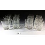 A set of six cut glass tumblers and a matched set of six