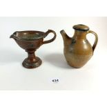 Two studio pottery jugs by Toff Milway, Conderton Pottery (lidded jug 12cm)