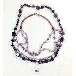 Two amethyst bead necklaces