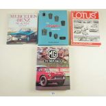 The story of Lotus by Doug Nye, signed copy with three other motor related titles, Mercedes, MG