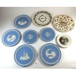 A selection of Wedgwood jasperware and other Wedgwood commemorative plates and some with original