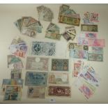 A wad of European banknotes East & West 20 & 21st century examples including: Australia, Belgium,
